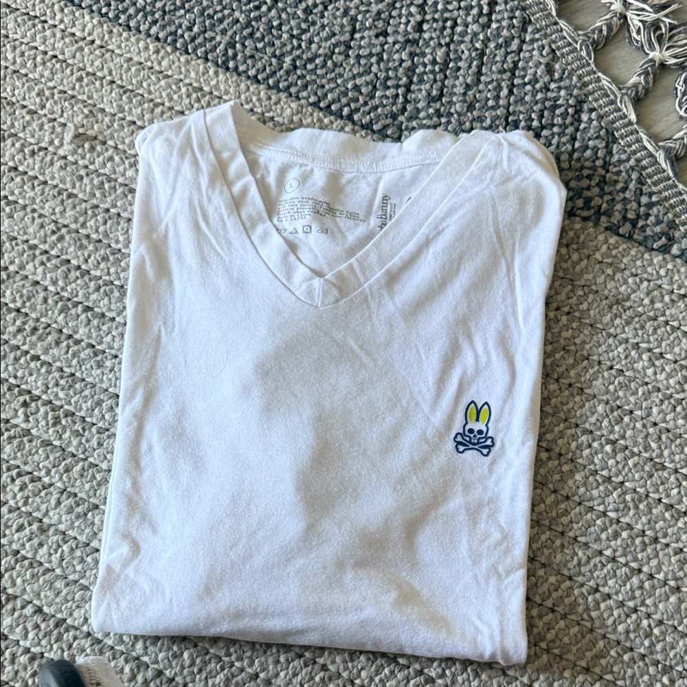 Psycho Bunny White T-Shirt with Silver Logo